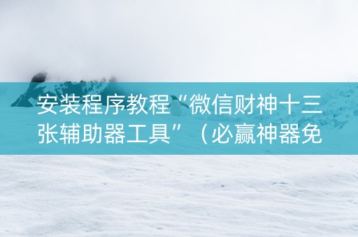 安装程序教程“微信财神十三张辅助器工具”（必赢神器免费安装)