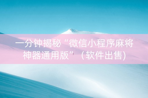 一分钟揭秘“微信小程序麻将神器通用版”（软件出售)