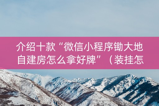 介绍十款“微信小程序锄大地自建房怎么拿好牌”（装挂怎么安装)