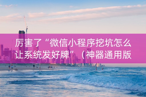 厉害了“微信小程序挖坑怎么让系统发好牌”（神器通用版)