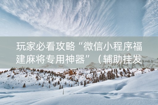 玩家必看攻略“微信小程序福建麻将专用神器”（辅助挂发牌规律)