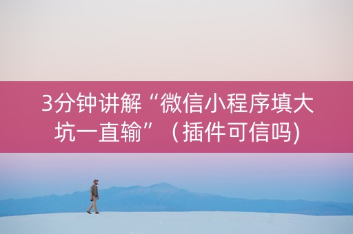 3分钟讲解“微信小程序填大坑一直输”（插件可信吗)