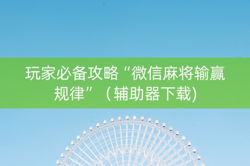 玩家必备攻略“微信麻将输赢规律”（辅助器下载)