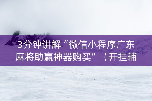 3分钟讲解“微信小程序广东麻将助赢神器购买”（开挂辅助器脚本)