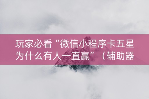 玩家必看“微信小程序卡五星为什么有人一直赢”（辅助器插件)