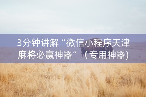 3分钟讲解“微信小程序天津麻将必赢神器”（专用神器)