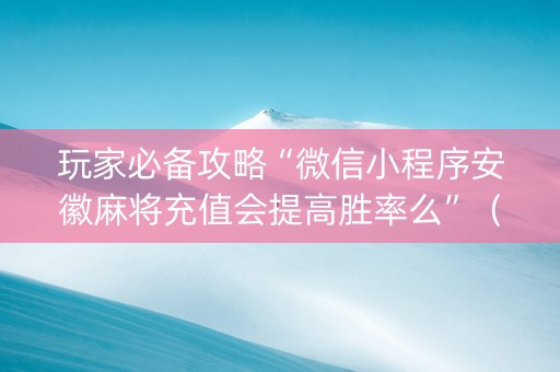 玩家必备攻略“微信小程序安徽麻将充值会提高胜率么”（辅助软件)