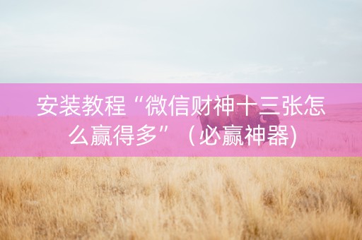 安装教程“微信财神十三张怎么赢得多”（必赢神器)
