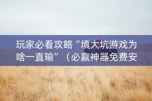玩家必看攻略“填大坑游戏为啥一直输”（必赢神器免费安装)