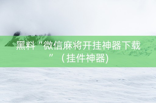 黑料“微信麻将开挂神器下载”（挂件神器)