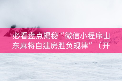 必看盘点揭秘“微信小程序山东麻将自建房胜负规律”（开挂神器下载)
