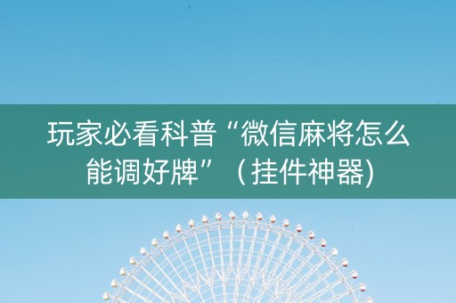 玩家必看科普“微信麻将怎么能调好牌”（挂件神器)