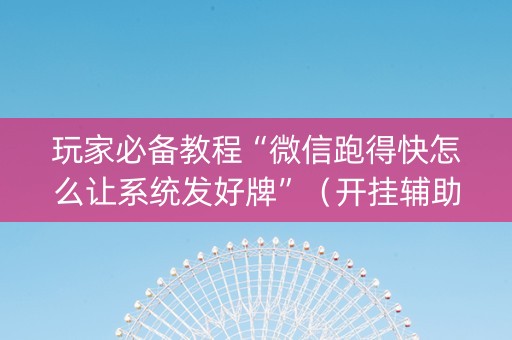 玩家必备教程“微信跑得快怎么让系统发好牌”（开挂辅助插件)