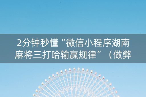 2分钟秒懂“微信小程序湖南麻将三打哈输赢规律”（做弊器软件下载)