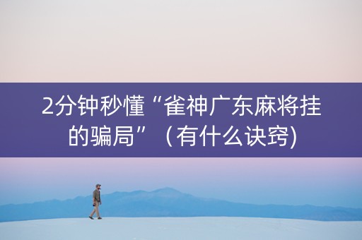 2分钟秒懂“雀神广东麻将挂的骗局”（有什么诀窍)