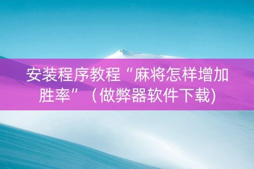 安装程序教程“麻将怎样增加胜率”（做弊器软件下载)