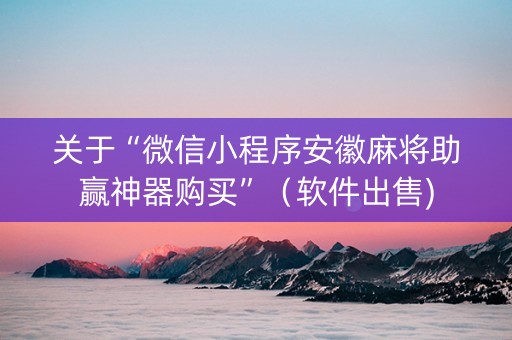 关于“微信小程序安徽麻将助赢神器购买”（软件出售)