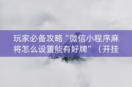 玩家必备攻略“微信小程序麻将怎么设置能有好牌”（开挂神器下载)