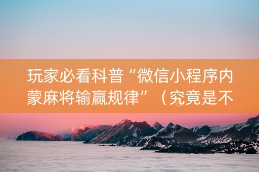 玩家必看科普“微信小程序内蒙麻将输赢规律”（究竟是不是有挂)