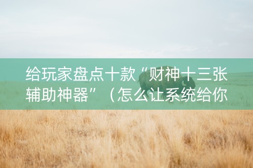 给玩家盘点十款“财神十三张辅助神器”（怎么让系统给你发好牌)