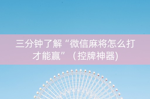 三分钟了解“微信麻将怎么打才能赢”（控牌神器)