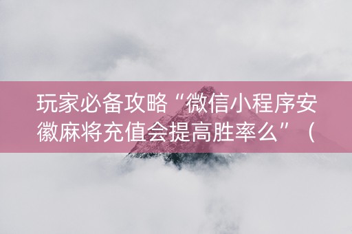 玩家必备攻略“微信小程序安徽麻将充值会提高胜率么”（挂件神器)