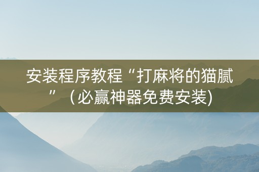 安装程序教程“打麻将的猫腻”（必赢神器免费安装)