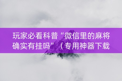 玩家必看科普“微信里的麻将确实有挂吗”（专用神器下载)