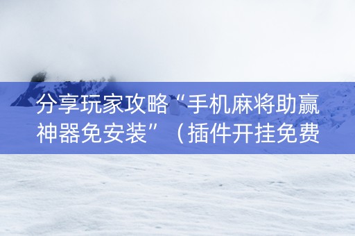 分享玩家攻略“手机麻将助赢神器免安装”（插件开挂免费AI)