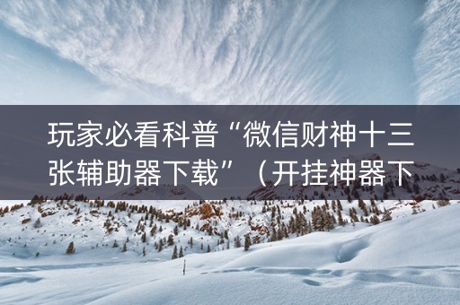 玩家必看科普“微信财神十三张辅助器下载”（开挂神器下载)
