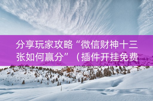 分享玩家攻略“微信财神十三张如何赢分”（插件开挂免费AI)