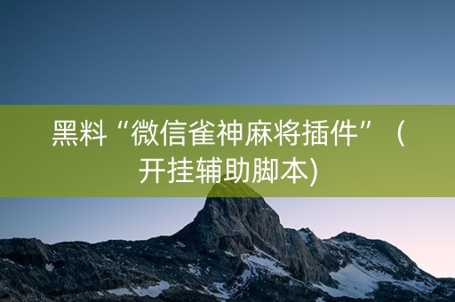 黑料“微信雀神麻将插件”（开挂辅助脚本)