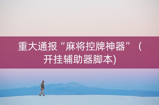 重大通报“麻将控牌神器”（开挂辅助器脚本)