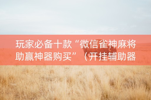 玩家必备十款“微信雀神麻将助赢神器购买”（开挂辅助器脚本)