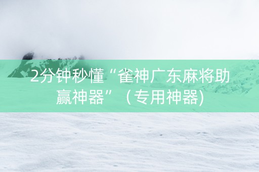 2分钟秒懂“雀神广东麻将助赢神器”（专用神器)