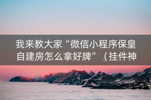 我来教大家“微信小程序保皇自建房怎么拿好牌”（挂件神器)