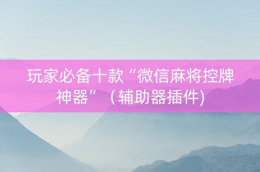 玩家必备十款“微信麻将控牌神器”（辅助器插件)