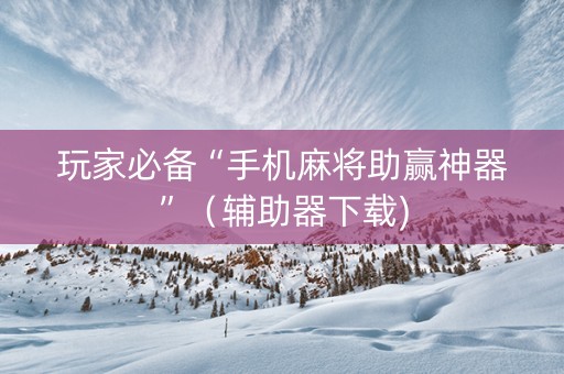 玩家必备“手机麻将助赢神器”（辅助器下载)
