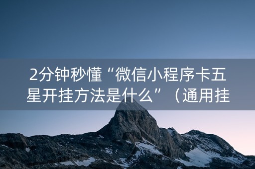 2分钟秒懂“微信小程序卡五星开挂方法是什么”（通用挂软件多少钱)