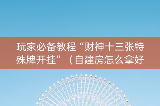 玩家必备教程“财神十三张特殊牌开挂”（自建房怎么拿好牌)