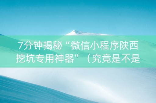 7分钟揭秘“微信小程序陕西挖坑专用神器”（究竟是不是有挂)