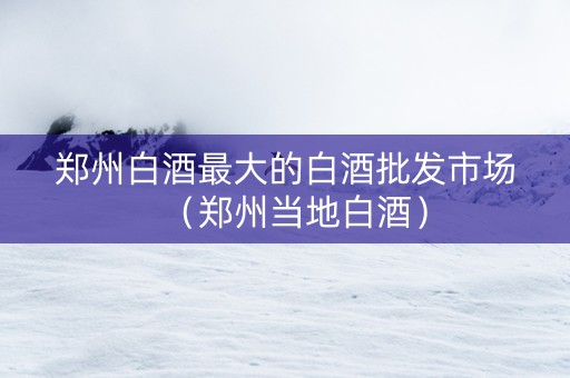 郑州白酒最大的白酒批发市场（郑州当地白酒）
