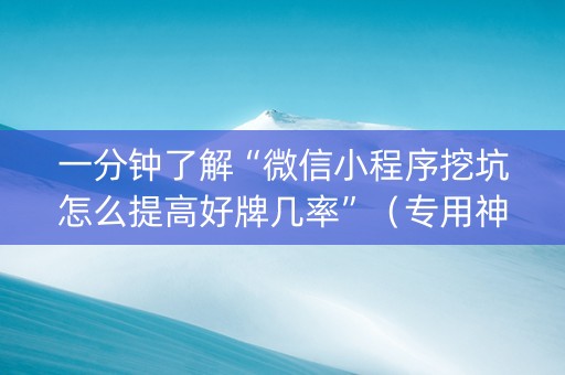 一分钟了解“微信小程序挖坑怎么提高好牌几率”（专用神器下载)