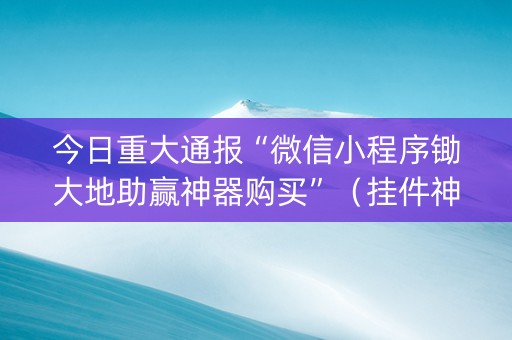 今日重大通报“微信小程序锄大地助赢神器购买”（挂件神器)