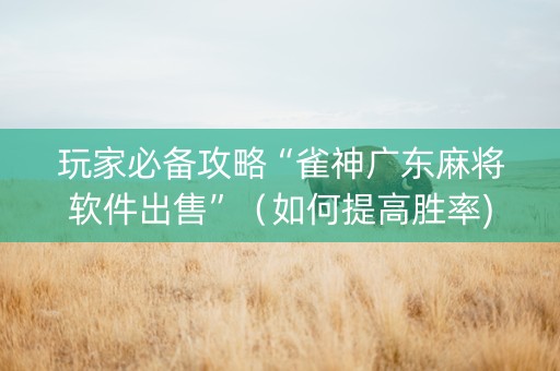 玩家必备攻略“雀神广东麻将软件出售”（如何提高胜率)