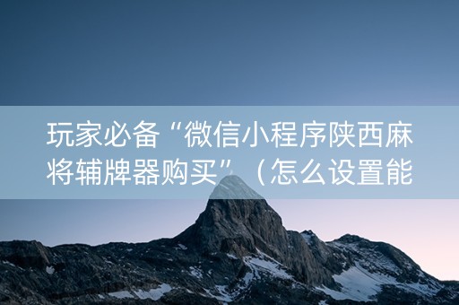 玩家必备“微信小程序陕西麻将辅牌器购买”（怎么设置能有好牌)