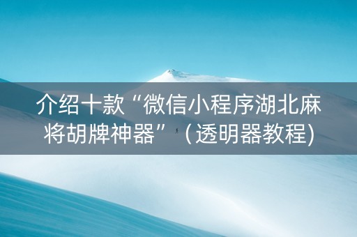 介绍十款“微信小程序湖北麻将胡牌神器”（透明器教程)