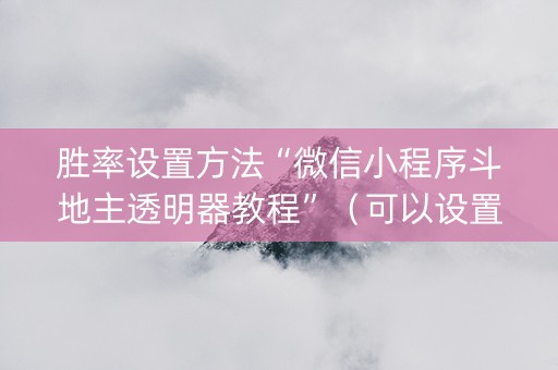 胜率设置方法“微信小程序斗地主透明器教程”（可以设置输赢吗)
