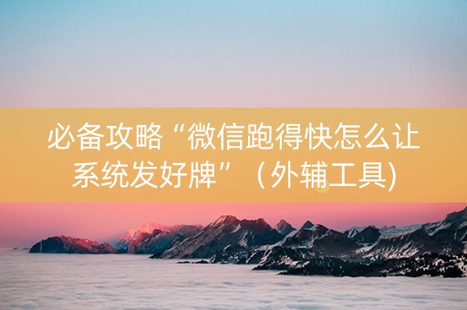 必备攻略“微信跑得快怎么让系统发好牌”（外辅工具)