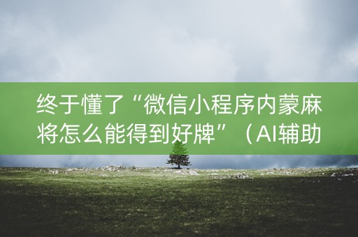 终于懂了“微信小程序内蒙麻将怎么能得到好牌”（AI辅助胡牌规则)